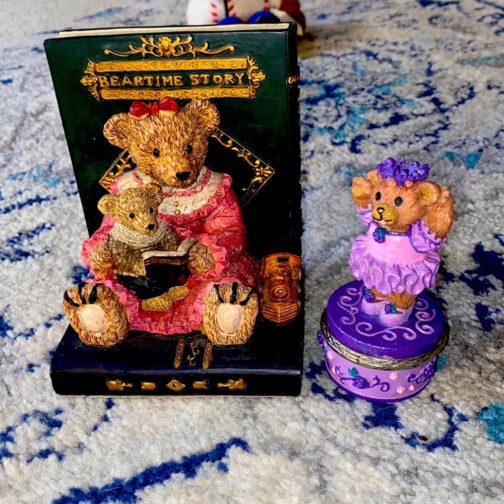 BearTime Story Bookend & Lavender Balerina Trinket